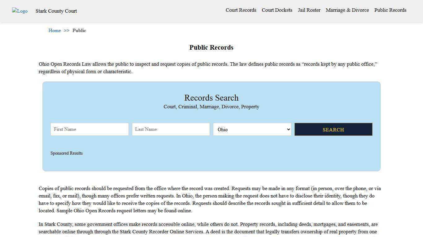 Public Records Stark County Court